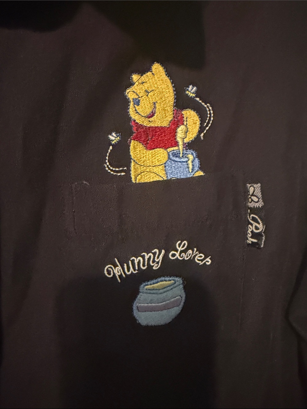 Disney Vintage 90s Black Button-Down Shirt with Winnie the Pooh Embroidery - Picture 6 of 6